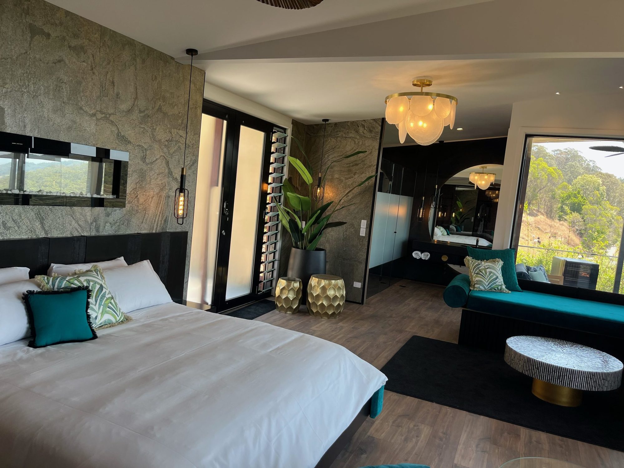Villa bedroom with valley view window