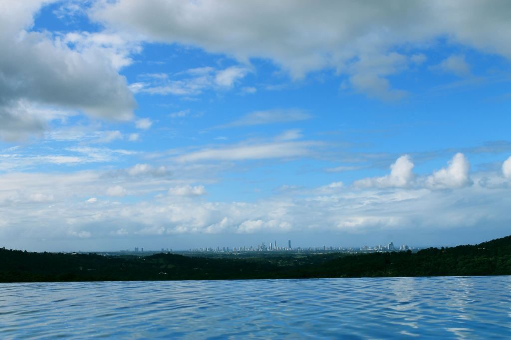 Infinity pool edge meeting the sky