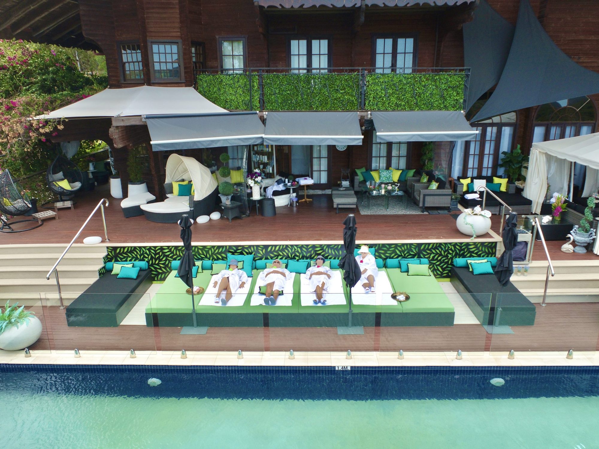 Aerial view of the terrace and pool